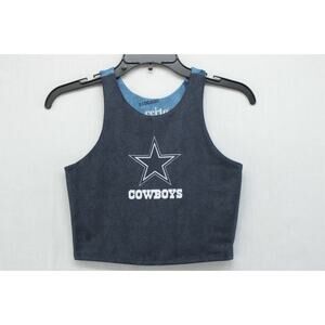 Dallas Cowboys Crop Top Sports Bra Women's Medium Navy Blue Midi Tank Certo